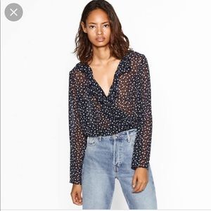 NWT Zara stars blue ruffle bodysuit Sz small